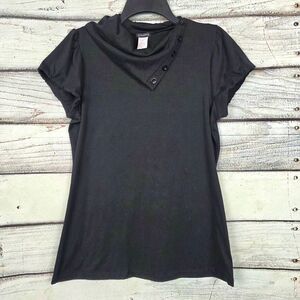 Maurices L Black Cowl Neck Button Top